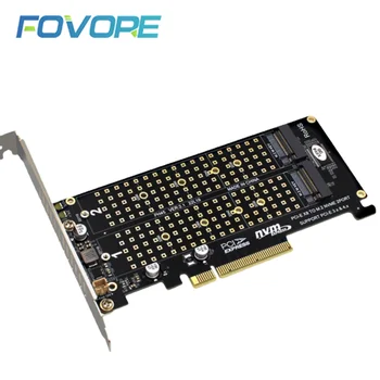 Kettős NVMe PCIe Adapter, M. 2 NVMe SSD, PCI-e 4.0 x8/x16 Kártya Támogatás M. 2 (M) Gombot NVMe SSD 2280/2260/2242/2230
