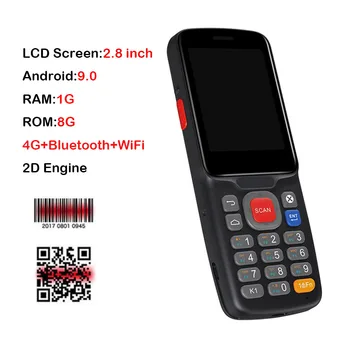 Kézi Masszív PDA Android 9.0 2D Barcode Scanner 2.8 inch Támogatja a Vezeték nélküli Wi-Fi 4G a Raktárban, Szállítás Kiskereskedelmi