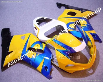 Olcsó Burkolat GSXR 600 01-03 Készlet Suzuki GSXR600 750 2001-2003 Sárga Kék Sport Spoiler Készlet (műanyag Fröccsöntés)