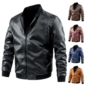 Plus Size 6XL 7XL PU Kabát Férfi Bőr Kabát Alkalmi Motoros Motoros Kabát egyszínű, Bőr Kabátok, Férfi Nagy Méretű 6XL 7XL