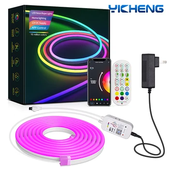 Smart LED Neon Fény Szalag RGB Neon 12V APP Ellenőrzési DIY Alakú Zene Szinkronizálás a Játékok TV Háttérvilágítás Hálószoba Környezeti Fény