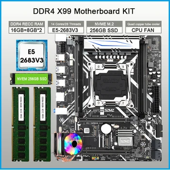 SZMZ X99 M-G2 Alaplap KIT Xeon E5 2683 V3 LGA2011-3 Processzor, 16 GB Ram (2*8 GB) ddr4 RECC NVME M. 2 SSD, 256 gb-os, illetve a CPU VENTILÁTOR