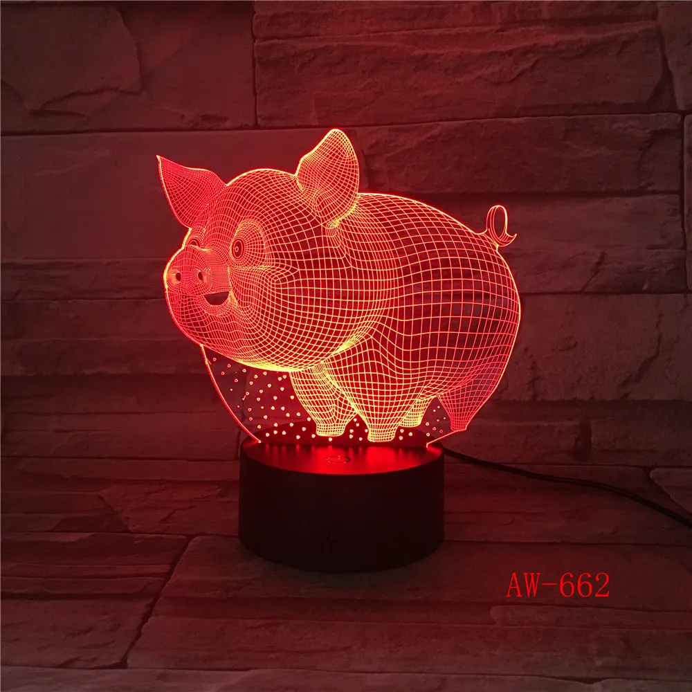 Szép Állat a Disznó 3D-s LED Lámpa Night Lights 7 Színek Módosítása asztali Lámpa Bedsides Baba Alszik Karácsonyi Ajándékokat AW-6621