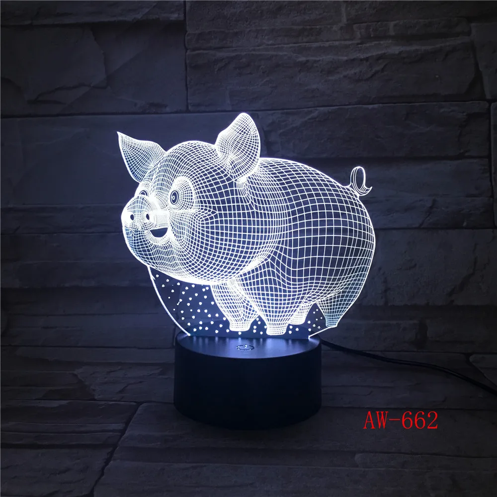 Szép Állat a Disznó 3D-s LED Lámpa Night Lights 7 Színek Módosítása asztali Lámpa Bedsides Baba Alszik Karácsonyi Ajándékokat AW-6625
