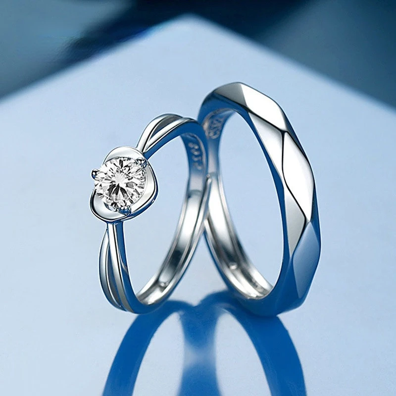 Trumium Valódi 925 Sterling Ezüst Szerető Gyűrű Állítható Gyűrű Pár Szív Alakú Cirkon Évforduló Romantikus Ékszerek4