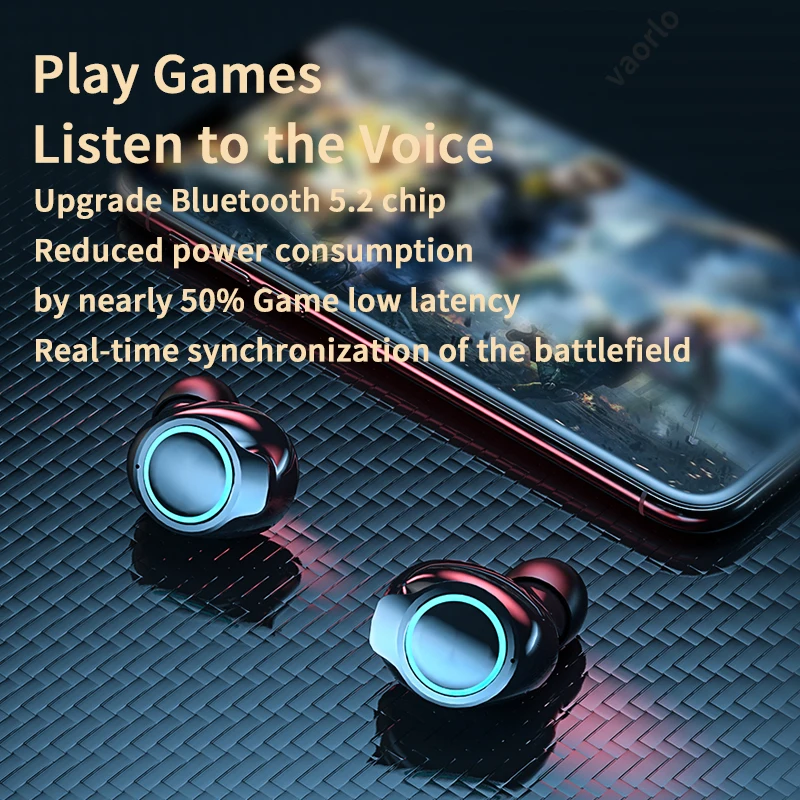Vezeték nélküli zajszűrő Headset TWS Bluetooth 5.2 Fejhallgató LED Kijelző Dual Mód, Zene, Játék, Alacsony Késleltetésű Fülhallgató Mikrofon4