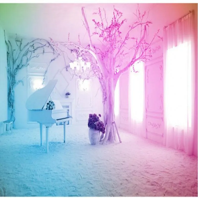 wellyu Egyéni nagyméretű freskók 3D-s fantasy rózsaszín zongora hó TV háttérképet falfestmények vlies tapéta0