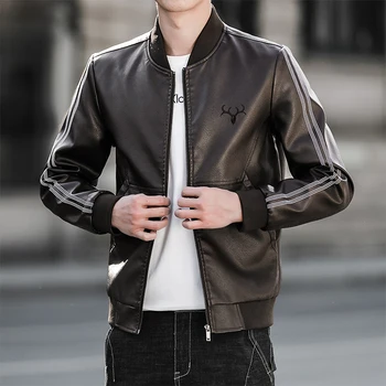 Új bőr boutique divat high-end jóképű férfi alkalmi kabát koreai változata a trend ifjúsági őszi motoros kabát