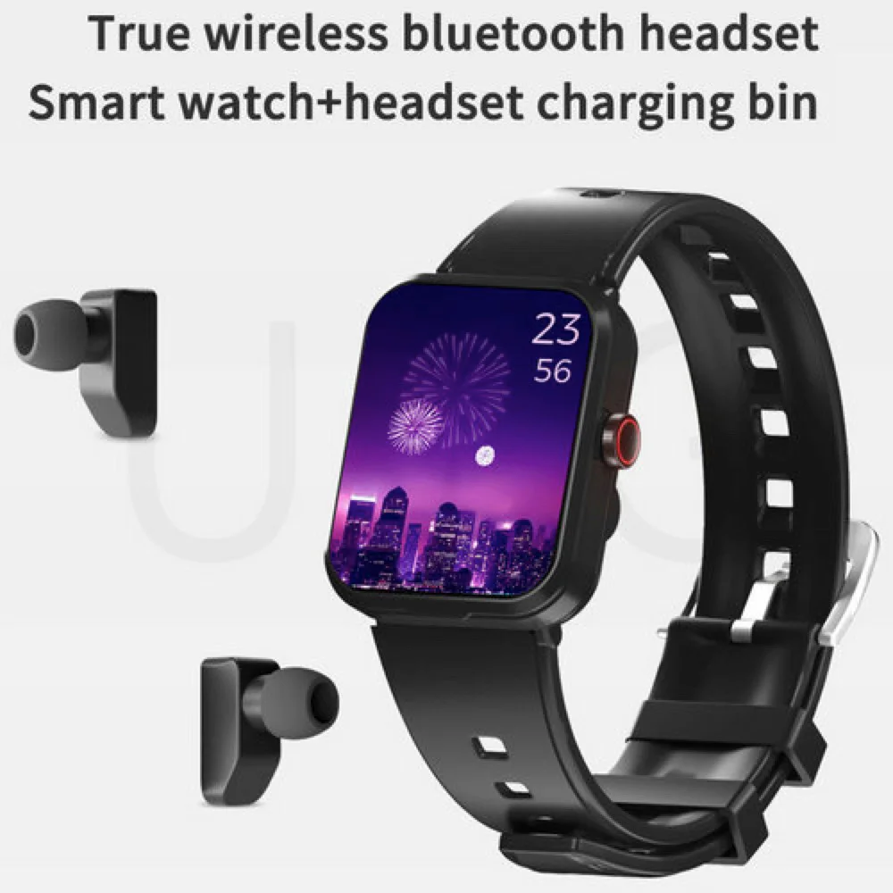 Új Smart Óra TWS Fülhallgató 2 1 Kék Fogad Hívást a Vezeték nélküli Fülhallgató 1.91 Hüvelyk Zene Sport Tracker Egészségügyi Férfiak Nők Smartwatch5